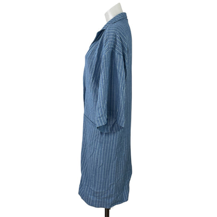 Anthropologie Maeve Helmi Blue Pinstripe Double Breasted Blazer Mini Dress S