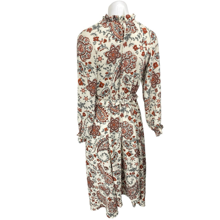Banana Republic Multicolor Floral Paisley Long Sleeve Ruffle A Line Midi Dress 0