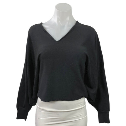 COS Women's Black V Neck Long Dolman Sleeve Relaxed Knit Blouse Top Size XS