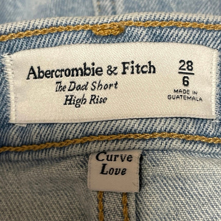 Abercrombie & Fitch The Dad Women's Blue Light Wash Cargo Denim Jean Shorts 28/6