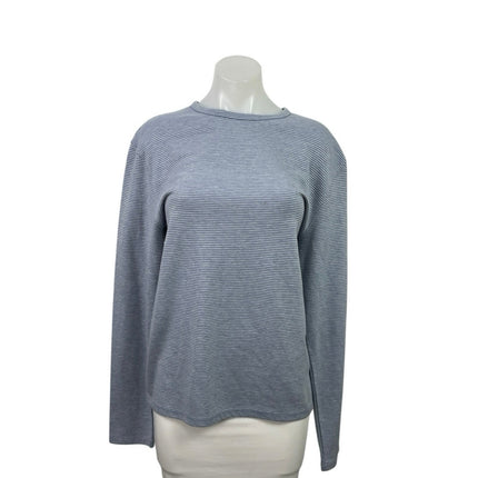 Vince Womens Blue Striped Long Sleeve Crew Neck Knit Pullover Sweater Top Size L