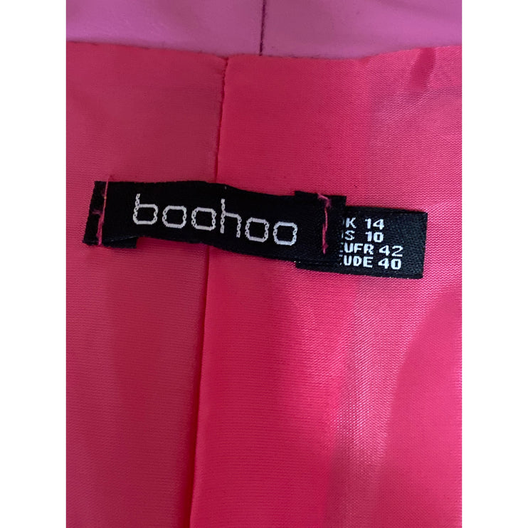 Boohoo Women's Pink Faux Leather Vegan Long Sleeve Blazer Coat Jacket Size 10