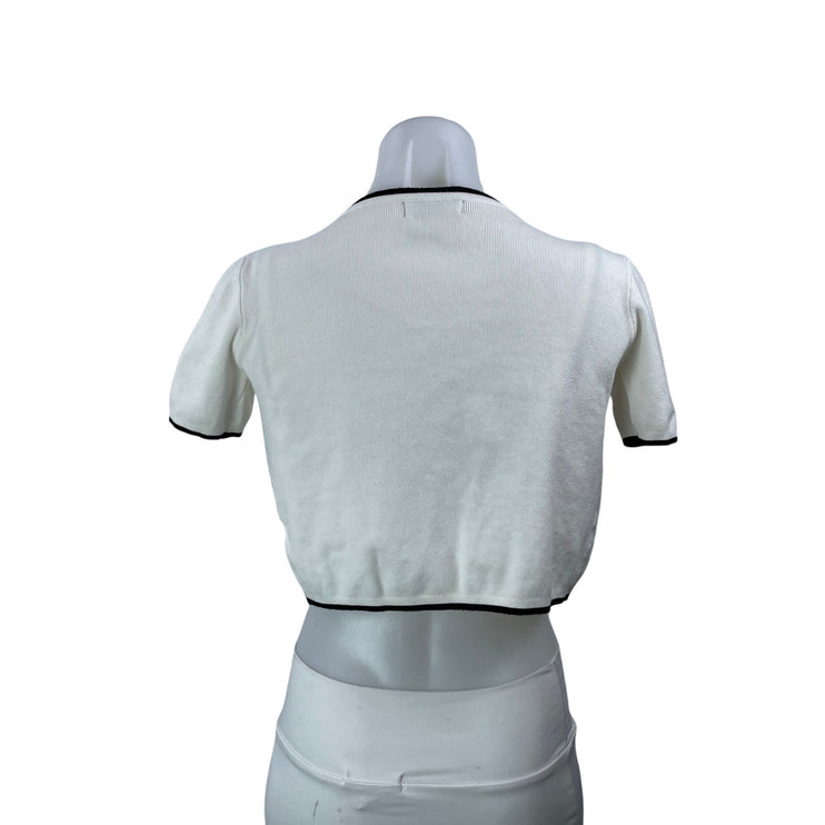 Majorelle Women's White Short Sleeve Cardigan Crop Top 2 Piece Set Size XS
