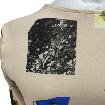 Zara Apotheosis of Homer Beige Long Sleeve Graphic Slim Fit Crop Shirt Top Sz S