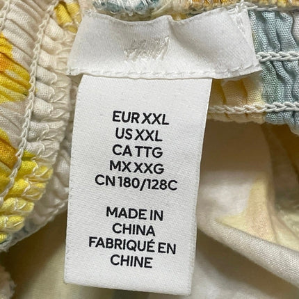H&M Yellow Lemon Shirred Ruffle Sleeveless Cami A Line Midi Dress Size XXL
