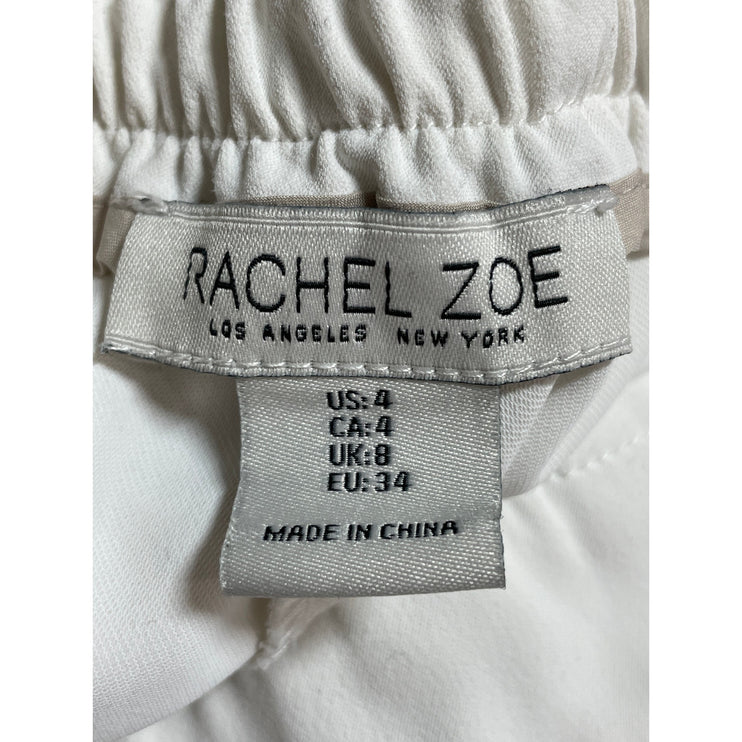 Rachel Zoe Women's White Pleated High Rise Palazzo Wide Leg Trousers Pants Sz 4