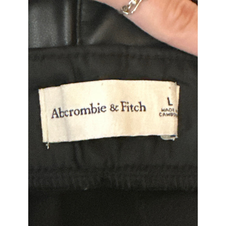 Abercrombie & Fitch Black Faux Vegan Leather Elastic Waist Wide Leg Shorts Sz L