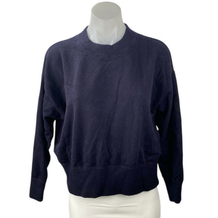 Zara Women's Navy Blue High Neck Long Sleeve Knit Sweatshirt Sweater Top Size S