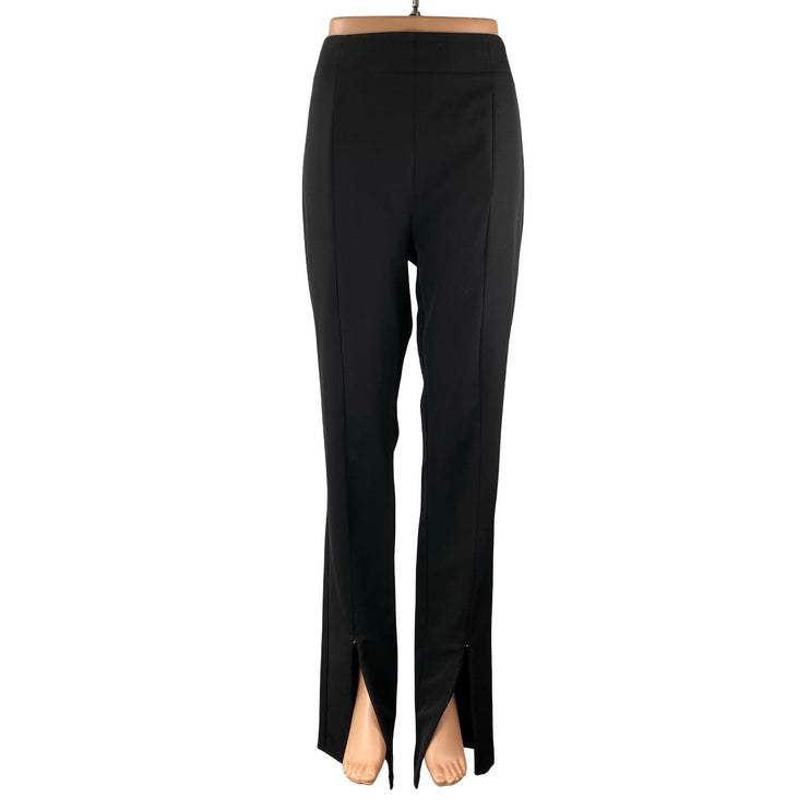 Zara Women's Black Split Slit Hem High Waisted Flare Straight Trousers Pants L