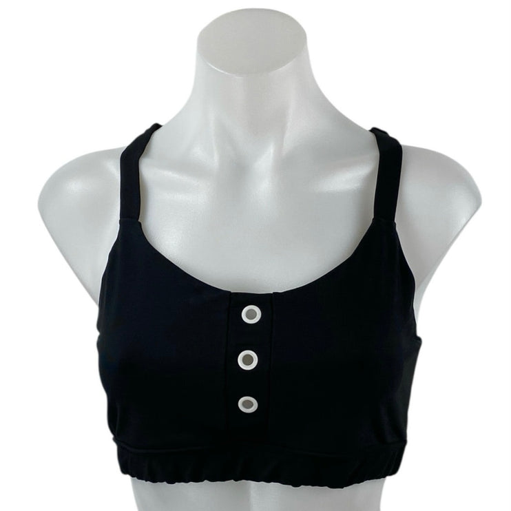 Soul by SoulCycle Grommet Black Button Racerback Athletic Sports Bra Crop Top L