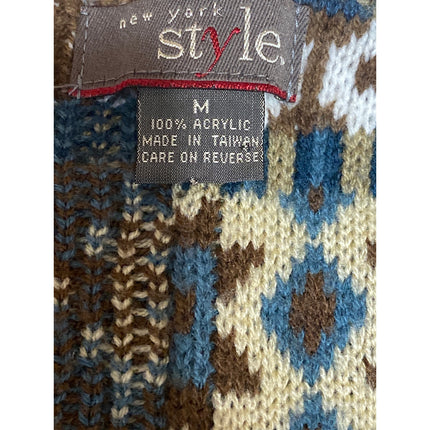 New York Style Multicolor Knit Argyle Geometric Sleeveless Sweater Vest Top Sz M