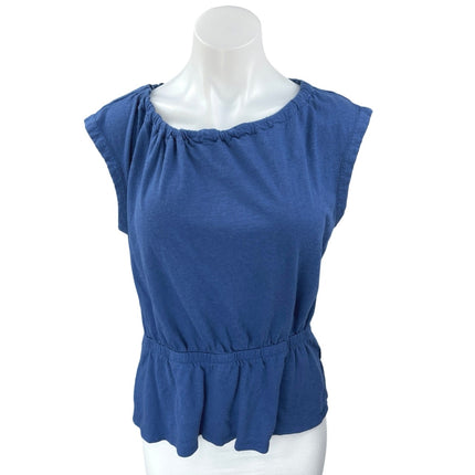 Banana Republic Malibu Tee Blue Tie Back Short Sleeve Peplum Blouse Top Size S