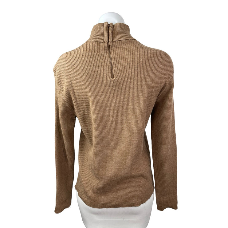 Pendleton Women's Tan 100% Wool Turtleneck Long Sleeve Knit Sweater Top Size 12