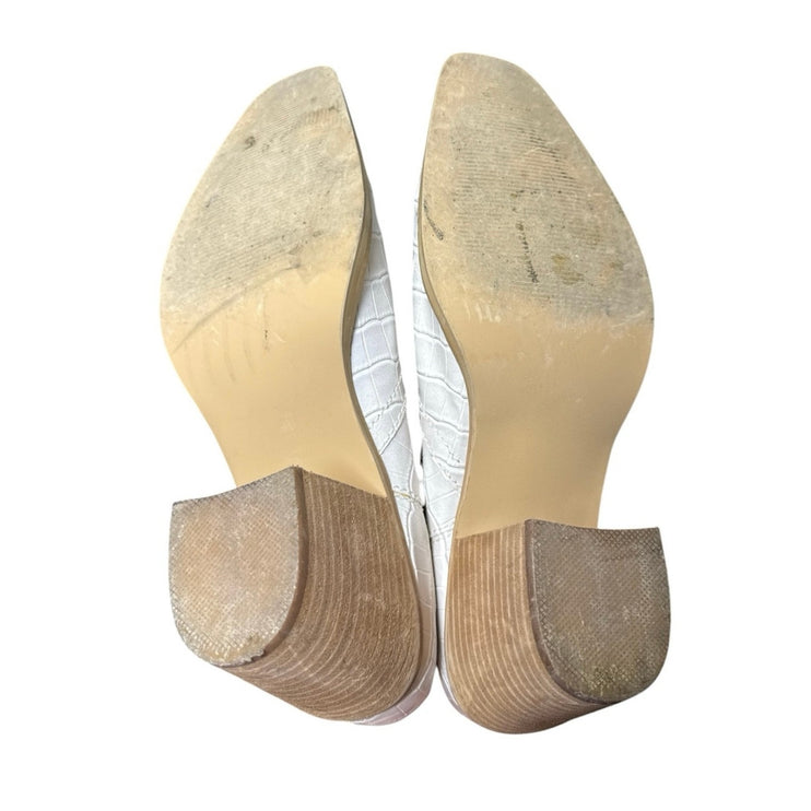Steve Madden Geniva Beige Crock Faux Leather Square Toe Heel Boots Size 10M