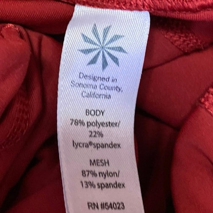 Athleta Aura Sonar Red Mid Rise Skinny Activewear Crop Tight Leggings Pants Sz L