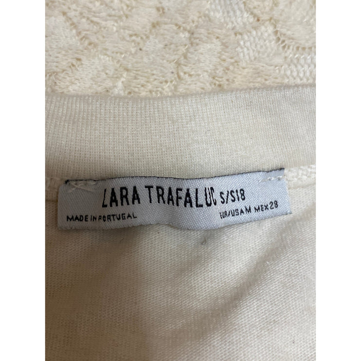 ZARA Cream White Floral Lace Sleeveless Halter Cami Crop Tank Blouse Top Size S