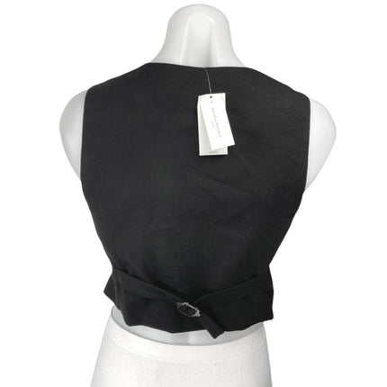 NEW Banana Republic Black Sleeveless Button Up Blazer Vest Crop Tank Top Size 0