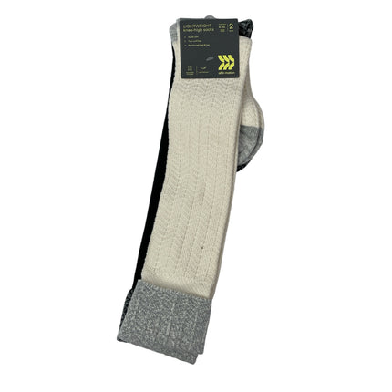 NEW All In Motion Ivory Black Colorblock Lightweight Knee High Socks Size 4-10