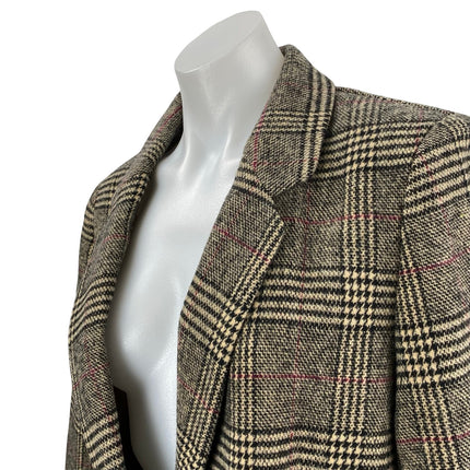 The Drop Women's Beige Plaid Long Sleeve Notch Lapel Blazer Coat Suit Jacket L