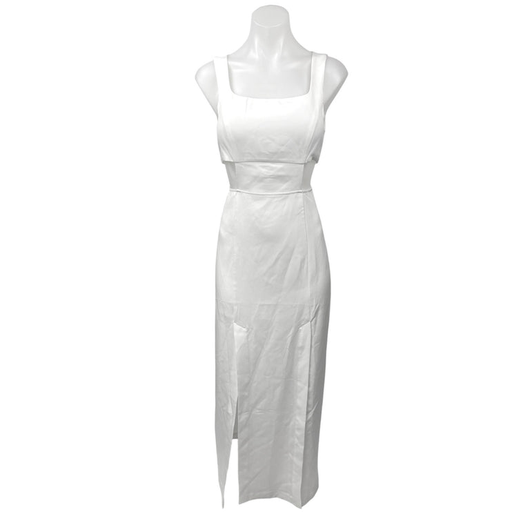 Commense Women's White Cutout Split Slit Sheath Sleeveless Maxi Dress Size S