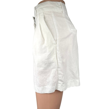 Aritzia Wilfred White Linen High Waisted Boyfriend Casual Mini Shorts Size 4