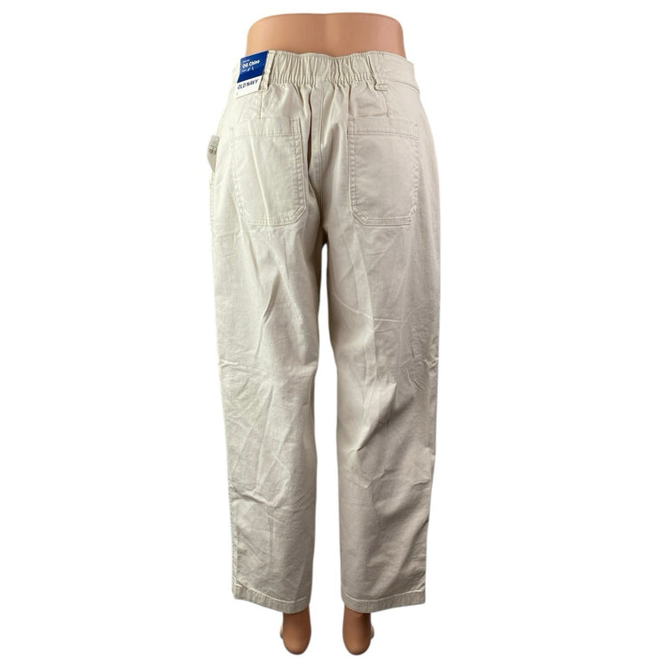 NEW Old Navy Women's Cream White High Waist Straight Tapered Chino Khaki Pants S