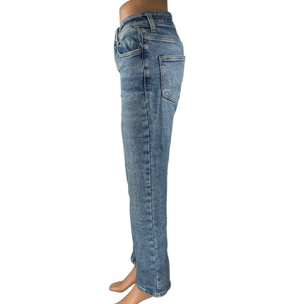ONLY Women's Blue High Waisted Medium Wash Straight Leg Denim Jeans Size 28