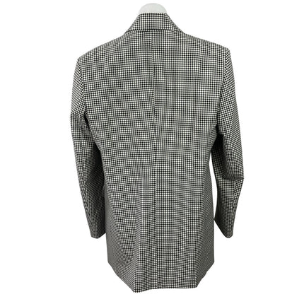 Zara Black White Gingham Plaid Checkered Long Sleeves Blazer Coat Jacket Size M