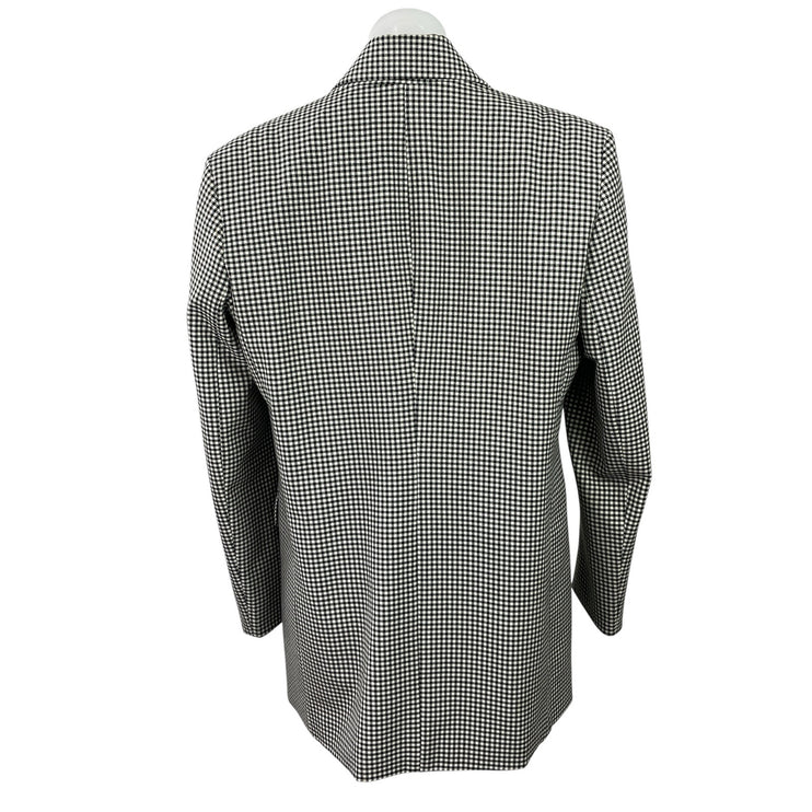 Zara Black White Gingham Plaid Checkered Long Sleeves Blazer Coat Jacket Size M