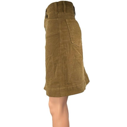 McGuire Columbier Brown Corduroy Velvet Velour Button Down Mini A-Line Skirt 25