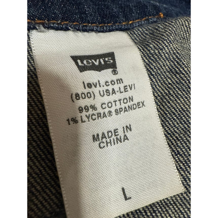 Levi's Blue Dark Wash Distressed Long Sleeve Button Down Denim Jeans Jacket Sz L