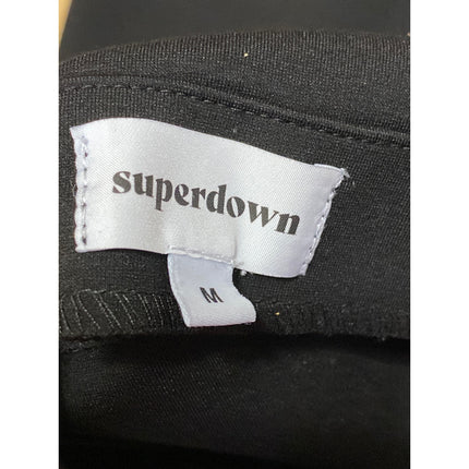Superdown Women's Black One Shoulder Sleeveless Thong Bodysuit Tank Top Size M