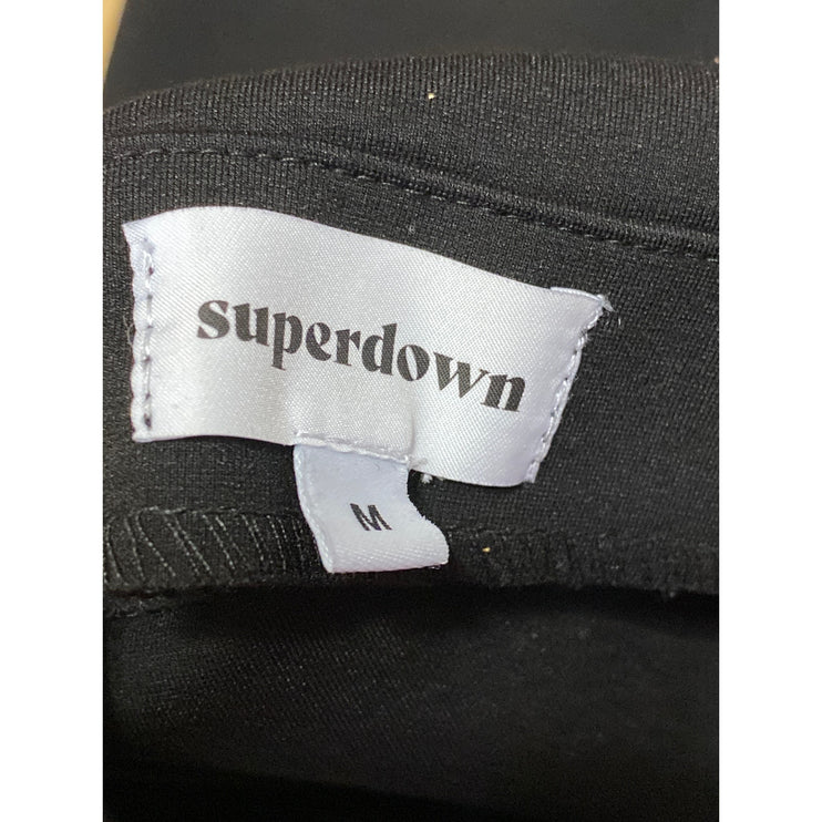 Superdown Women's Black One Shoulder Sleeveless Thong Bodysuit Tank Top Size M