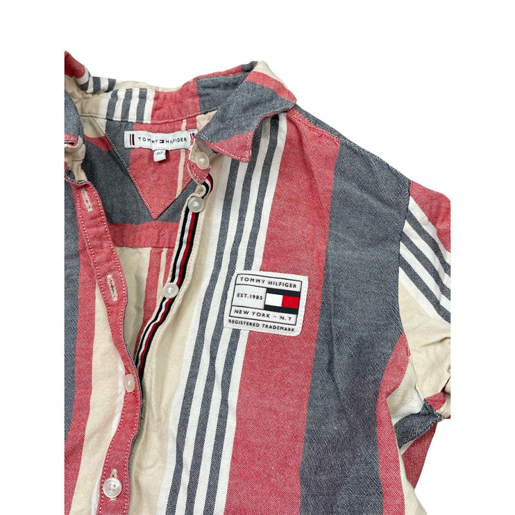 Tommy Hilfiger Kids Girls Multicolor Striped Collar Mini Flare Shirt Dress US 12