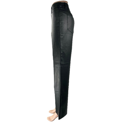 Princess Polly Black High Rise Wide Leg Faux Leather Vegan Trousers Pants Sz 6