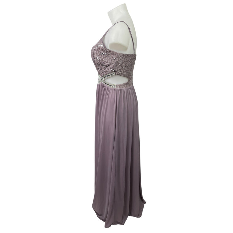 Speechless Purple Lace Sleeveless Cutout Jeweled Waist Cami Maxi Gown Dress 13