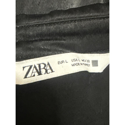 Zara Women's Collared V Neck Long Sleeve Mini Flare A-Line Wrap Shirt Dress Sz L