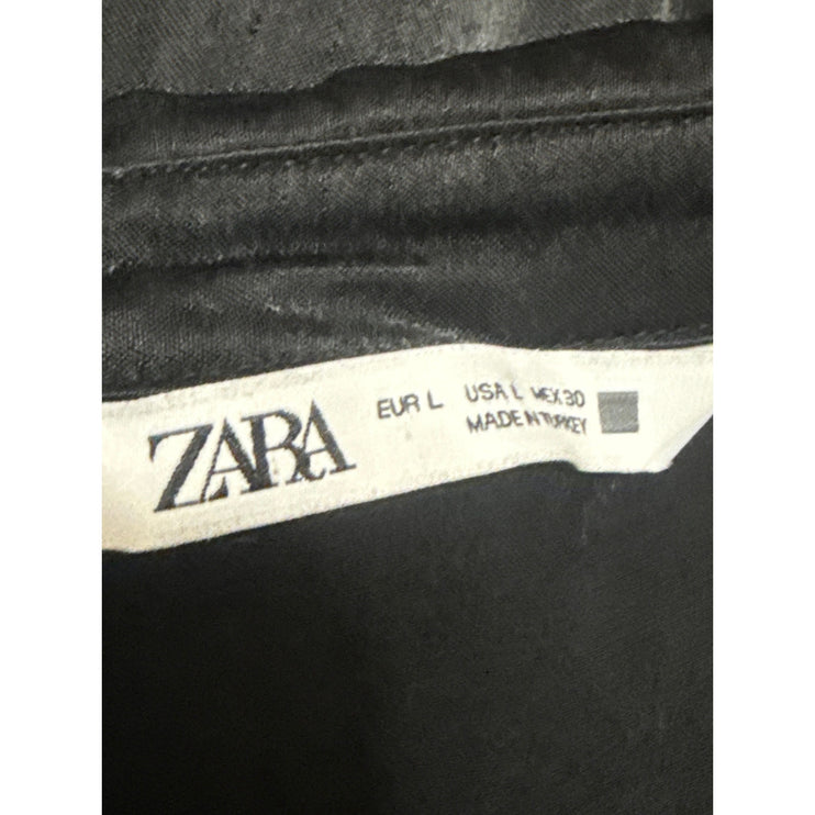Zara Women's Collared V Neck Long Sleeve Mini Flare A-Line Wrap Shirt Dress Sz L