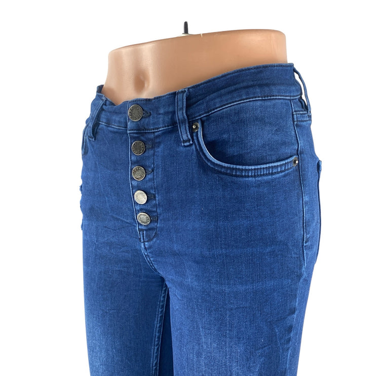 Free People Reagan Destroyed Distressed High Rise Skinny Denim Jeans Pants Sz 28