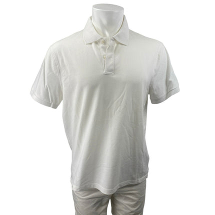 J.Crew Flex Pique Men's White Untucked Short Sleeve Golf Polo Shirt Top Size L