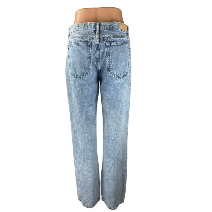 MNG Mango Women's Blue Light Wash High Rise Straight Leg Denim Jeans Size 8