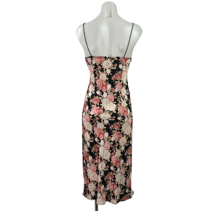 Hello Molly Black Pink Floral Sleeveless Cami Camisole Maxi Summer Dress Size 4