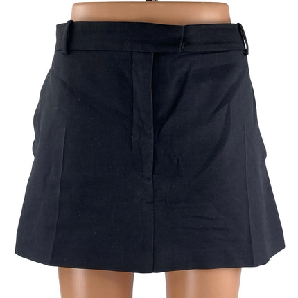 Zara Women's Black Wool High Rise Minimalist Mini Flare A-Line Skort Skirt Sz XL