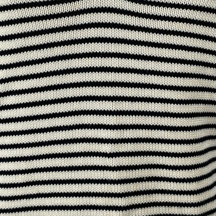 NetWork Women's Cream Black Striped Sleeveless Knit Polo Vest Sweater Top Size S