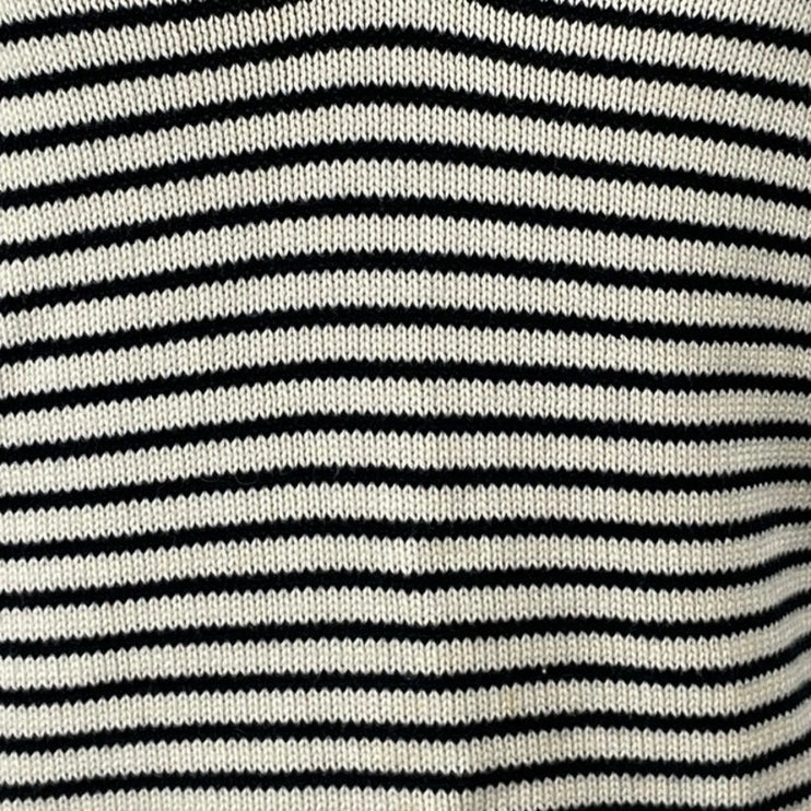 NetWork Women's Cream Black Striped Sleeveless Knit Polo Vest Sweater Top Size S