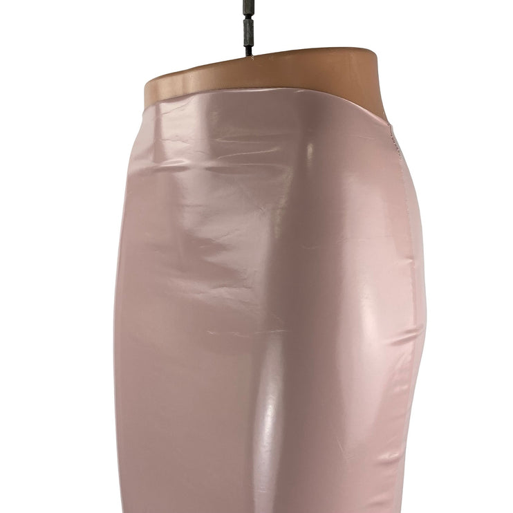 Kikiriki Women's Faux Vegan Leather Vinyl High Rise Midi Pencil Bodycon Skirt S