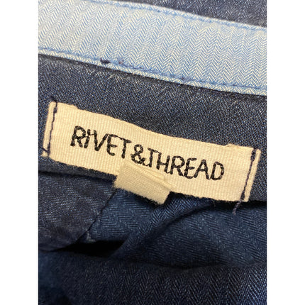 Rivet & Thread Men's Blue Long Sleeve Button Up Denim Jean Shirt Top Size XS