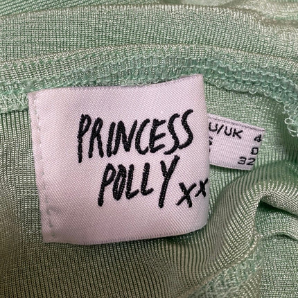 Princess Polly Green Sleeveless Plunge Neck Halter Backless Crop Tank Top Size 0