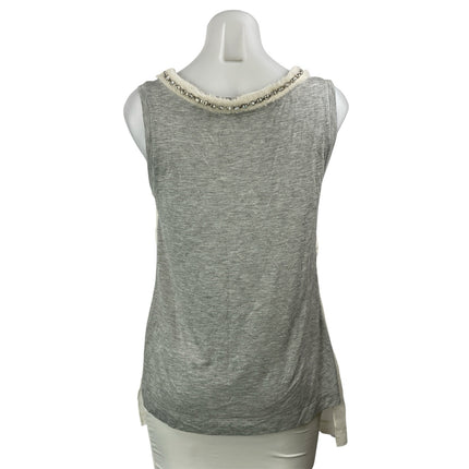 Robert Rodriguez Women's White Gray Sleeveless Scoop Neck Tank Top Size L
