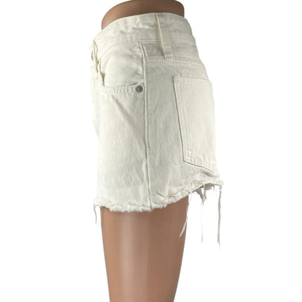 Madewell Women's White High Rise Raw Hem Cut Off Denim Jean Shorts Size 25